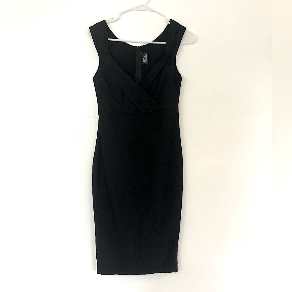 Pinup Black Stretchy Midi Dress Rock Steady Medium